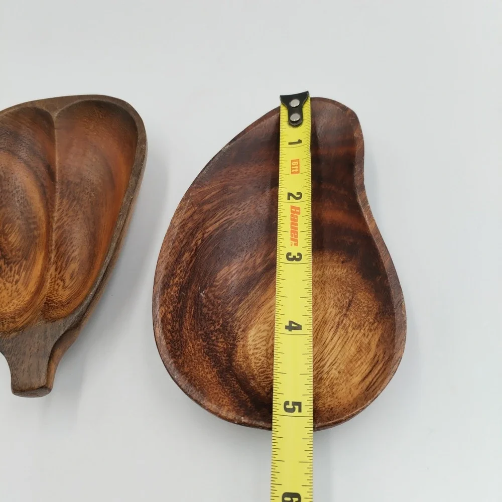 Vintage Hand-Carved Monkey Pod Wood Bowls - Set of 2 (Pear & Kidney Shape)